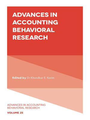 cover image of Advances in Accounting Behavioral Research, Volume 255